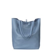 Geanta shopper din piele naturala DiAmanti Luisa Albastru Denim